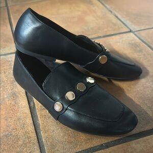 Elegant Black Loafers with Gold Accents